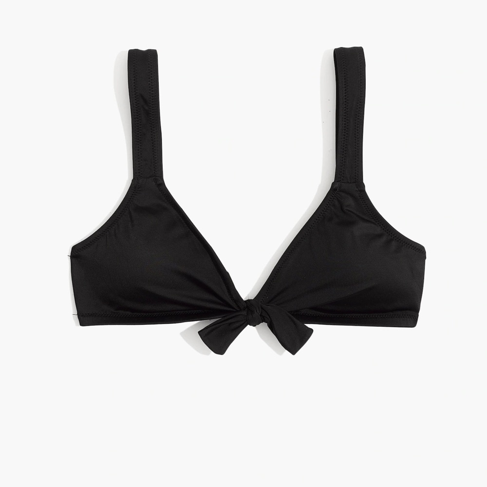 Madewell Second Wave Tie-Front Bikini Top In Black